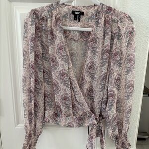 PAIGE Women's Paisley Wrap Blouse - Pink and Gray